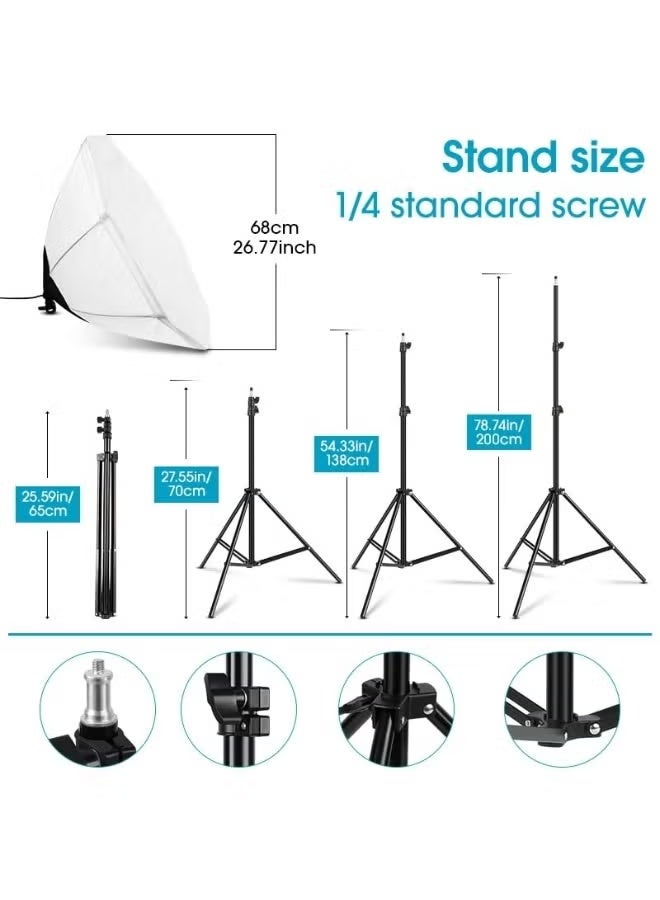 Glanfen Photography Softbox Lighting Kit with 200W LED 3-Color Bulb Umbrellas Softbox and Carry Bag - Image 5